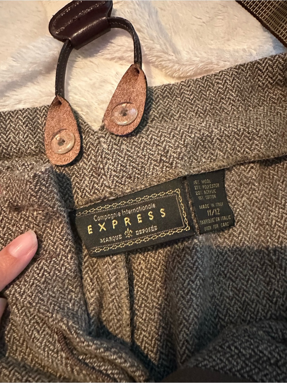 Express Gray Wool-Blend Trousers with Suspenders - Picture 3 of 7